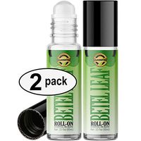 Betel Leaf Roll On Essential Oil Rollerball (2 Pack - Pure Betel Leaf Oil) Pre-diluted with Glass Roller Ball for Aromatherapy, Kids, Children, Adults Topical Skin Application - 10ml Bottle