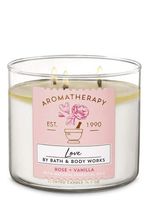 Bath & Body Works 3-Wick Aromatherapy Candle in LOVE — ROSE & VANILLA