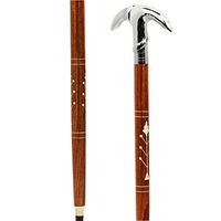 Premium Chromed Deluxe Walking Sticks | Rosewood Crafted Walking Cane with Solid Brass Chrome Decorative Bars | Walking Canes & Crutches | Nagina International (Crane Hook, 36 Inches)