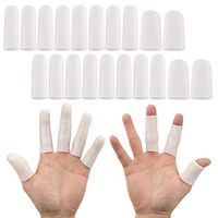 20 PCS Finger Support Protector Gloves, Finger Cots/Covers - Different Sizes Silicone Fingertips for Hands Cracking, Eczema Skin (20 pcs White)