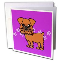 3dRose Cute Brussels Griffon Purple Pawprint Background - Greeting Cards, 6 x 6 inches, set of 12 (gc_12067_2)