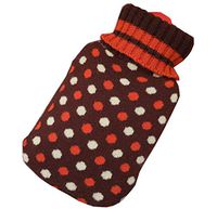 Safe PVC Hot Water Bottle with Detachable Knitted Fabric Cover Hot Therapies 1.8 Litre(Brown)