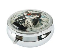 Halulu Colorful Owl Custom Fashion Round Glass Pill Case 2.1 Inch Tablet Holder Storage Bag Wallet