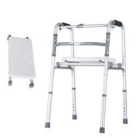 ZHPRZD Disabled Walker Aluminum Alloy Auxiliary Walker Crutches Cane Chair Turn Four-Foot Cane and Seat Plate Elderly Walker (Color : Pulley)