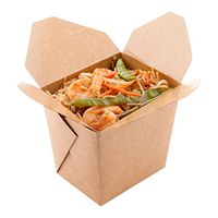 16 oz Kraft Paper Square Noodle Take Out Container - 3 1/2" x 3" x 3 1/4" - 50 count box - Restaurantware