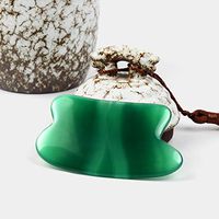 vuUUuv Hand Made Natural Agate Scrapping Gua Sha Tool for SPA Acupuncture Therapy Trigger Point Treatment Including Socks with Foot Reflection Points On Them & Massage Tool (2.95W×1.77L, Green)