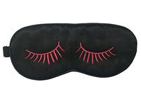Amint Luxurious Fabric Sleep Mask Black Eye Mask for Sleep with Ear Plugs Travel,7.9"*3.5"