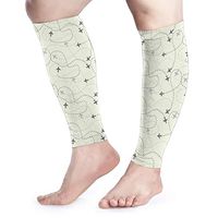 Xuforget Airline Route Map Flight Jet Destination Control Fly Theme Calf Sleeves for Mens & Womens (Pair)