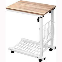 LXT PANDA Non Tilt Top Overbed Table, Tray Table with Wheels, Laptop Desk Medical Adjustable Height for Home Use, Multi-Purpose Portable Sofa Side Table.