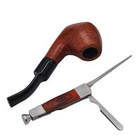 Newdiva 3in1 Red Wood Stainless Steel Pipe Cleaning Reamers Tamper Tool - Tamper Design Cleaning Tool Reamers Tamper, Cleaning for Hookahs Pipe, Water Pipe Cleaner