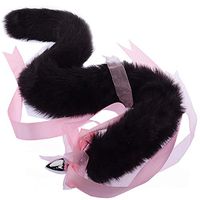 Jinqian Perfect Gift Supple Long 80cm Plush Fox Tail Ã-nal plüg Cosplay Costume Props (Black, S)