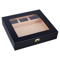 Cigar Humidor Case with glasstop，Cigar Box with Hygrometer and Humidifier,Solid Cedar Wood Cigar Humidor