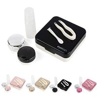 Yesbaby Portable Contact Lens Holder Mini Plastic Travel Box Storage Soaking Box Case Set (Color : Rose Red)