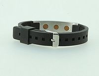 1 Tourmaline Power Health Black Strap Bracelet + 2 QBP(R) EMF Protector Disc
