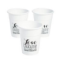 Happily Ever After Disposable Wedding Cups (bulk set of 50) Reception Party Supplies