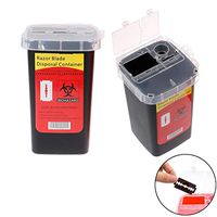 Yiphates Disposal Blade Container Portable Sharps Container Barber Razor Blade Disposal Collect Box(Black)