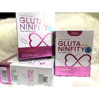 1Box. GELS GLUTA NINFITY Plus+ Gluta 900000 mg Nano White Collagen Q10 Whitening Glutathione with White Strawberry Extract, Vitamin C, Collagen, Rose Extracts - Premium Skin Whitening & Anti-Aging