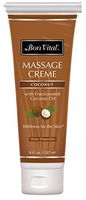 Bon Vital' Coconut Massage Crème Made with 100% Pure Fractionated Coconut Oil, Massage Cream & Moisturizer to Repair Dry Skin, No Greasy Feel, Anti-Aging Cream for Professional Massage, 8 Ounce Tube