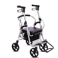 Aluminum Rollator Walker with Seat, Folding Mobility Rolling Walker Has 8 Inch Wheels Mobility Aid for Adult,Black