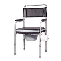 Walking Stick Padded Commode Shower Chair Most Comfortable with Padded Arms Backrest Adjustable Height with Detachable Toilet Tissue Bracket Fauay