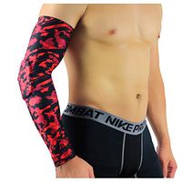 RGA Elbow Pads Compression Sleeves Men Arm Sleeve with Pad for Basketball Football Volleyball Baseball Softball Cycling Running Fishing Tennis Elbow (Red, M)