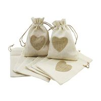 20 Pcs Burlap Bags with Drawstring Party Favor Bags for Wedding Decorations, Storage Arts Crafts Projects Presents Snacks Jewelry Candy Christmas (Heart 4X6 inhc)