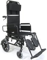 Karman Recliner Wheelchair with Transport Wheels in 16 inch Seat, Black Frame