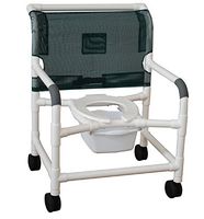 MJM International 126-5-WB Extra Wide Shower Chair with Bar in Back, 5" casters, 425 oz Capacity, 40" Height x 30" Width x 29.5" Depth, Royal Blue/Forest Green/Mauve