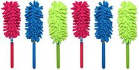 Set of 6 Telescope Microfiber Dusters! Extends to 24" - 3 Assorted Bright and Beautiful Colors - Easily Remove Microfiber for Hand Washing! Quality Microfiber Duster Perfect for Home or Office! (6)
