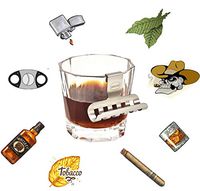 Whisky Glass Cigar Holder QBOSO Portable Cigar Holder With Hollow-carved Design, Whisky Glass-Mate on the Bar Countertop,Make Your Drinking and Smoking more Enjoyable