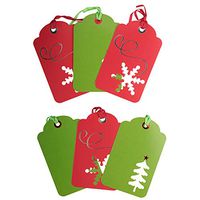 JAM PAPER Holiday Gift Tags with Ribbon - 3 3/4 x 1 1/2 - Festive Cutout Designs - 6/Pack