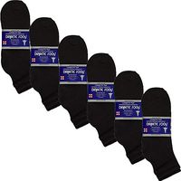 USBingoshop 6 or 12 Pairs Mens Physicians Approved Crew Ankle Diabetic Socks Cotton (U-6-PK-DAnkle-Black)