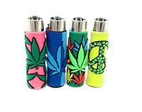Clipper Eco Lighter 3-D Soft Touch Hemp Leaf 4 Pack- 4 Different Designs