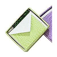 JAM Paper Handmade Recycled Foldover Card Sets in Box - 5 1/2" x 4 1/2" - Lime Green Crocodile - Sold Individually