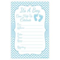 Blue Baby Feet - Boy Baby Shower Invitations - Fill In Style (20 Count) With Envelopes