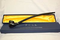 F.e.s.s. Long Churchwarden Tobacco Pipe 14" (Black Smooth)