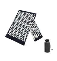 Jitejoe Acupressure Mat and Pillow Set - Ideal for Back Pain Relief and Neck Pain Relief - with Free Bag - Advanced Stress Reliever - Muscle Relaxant Pad 26.77x16.54Inch (Black Massage Mat & Pillow)