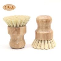 Natural Sisal Dish Washing Brush Bamboo Round Scrub Brush Pots Pans Vegetables Household Cleaning Brush, 2 Pack (White)