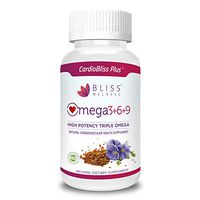 Bliss Welness Omega 3 6 9 Triple Strength Heart & Brain Health Supplement - 120 Softgel Capsules