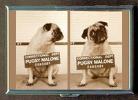 Pug Dog Bulldog Mug Shot Fun Double-Sided Cigarette Case, ID Holder, Wallet with RFID Theft Protection
