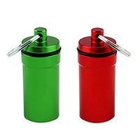 2X Airtight Pill Box Case Holder Containers Capsule Bottles Keychain Key Fob