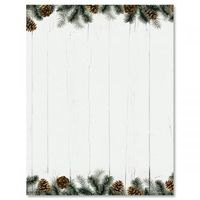Rural Festive Pine Christmas Letter Papers - Set of 25 Christmas Stationery Papers are 8 1/2" x 11", Compatible Computer Paper
