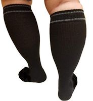 Compression Socks Woman XWide Calf - Firm Gradient Support, Ankle and Arch Support. Knee High | Plus Size Premium Cotton Hosiery with padded soles | Black, Extra Wide Size