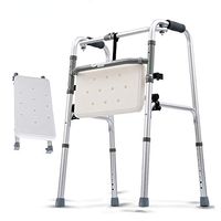 XHRHao Foldable Walker 8 Adjustable Height Levels(75-93cm) Made of Aluminum Alloy Rollator Lightweight with Shower Chair Fuction Waterproof Portable Walk Assist for Elderly Silver