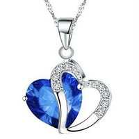 Meidexian888 Clavicle Pendant Necklace,Fashion Women Heart Crystal Rhinestone Silver Chain Pendant Necklace Jewelry (I)