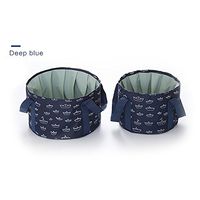 2 Pack Outdoor Portable Collapsible Water Bucket Camp Fishing Travel Picnic Wash Basin (Deep Blue)