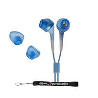 Blue eBigValue Smart Earbuds with Noise Filter 3.5mm Jack Crystal Clear High Quality Sound + includes an eBigValue Determination Hand Strap Key Chain