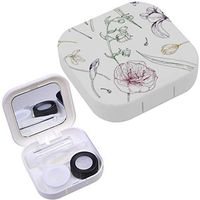 Portable Contact Lens Case Box Travel Kit Mirror + Bottle + Tweezers Container Holder [ Elegant Gorgeous Blooming ]