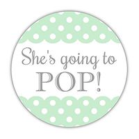 40 She's Going to pop Stickers, 2 inches - Ready to pop Labels - About to pop lables (Mint)