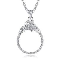 Handheld Magnifier Sweater Chain 2.5X Hd Lens Pendant Old Man Reading Newspaper Reading Mirror Flower Shape Necklace Magnifying Glass (Color : Silver)